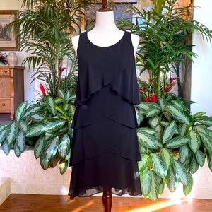 SLNY Black Tiered Party Dress
